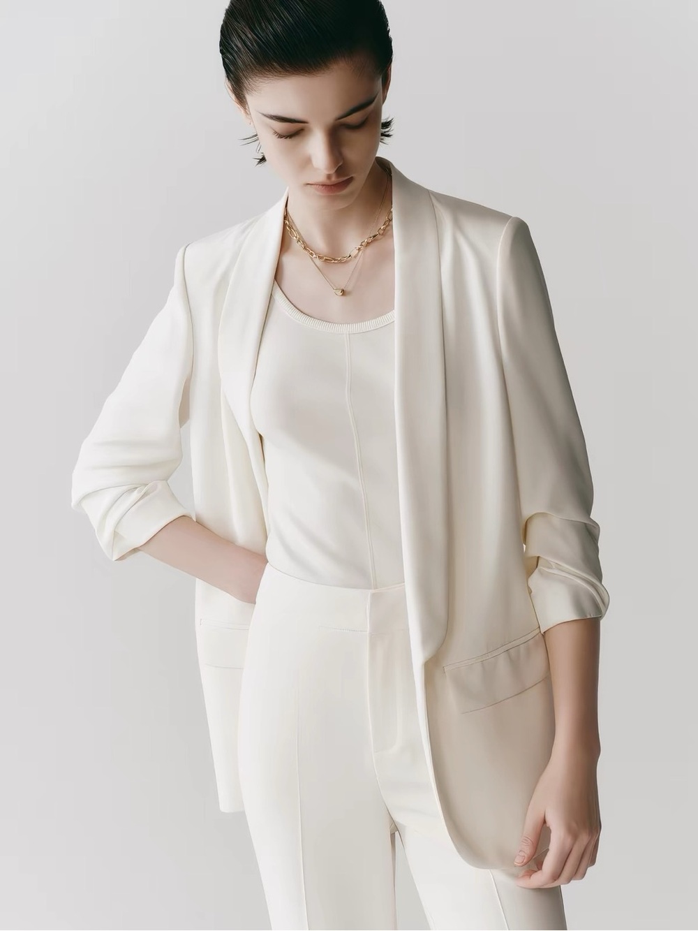 NEW H&M Satin Blazer White Cream - Size 6